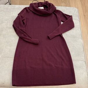 LOFT Plum Knit Cowl Neck Dress
